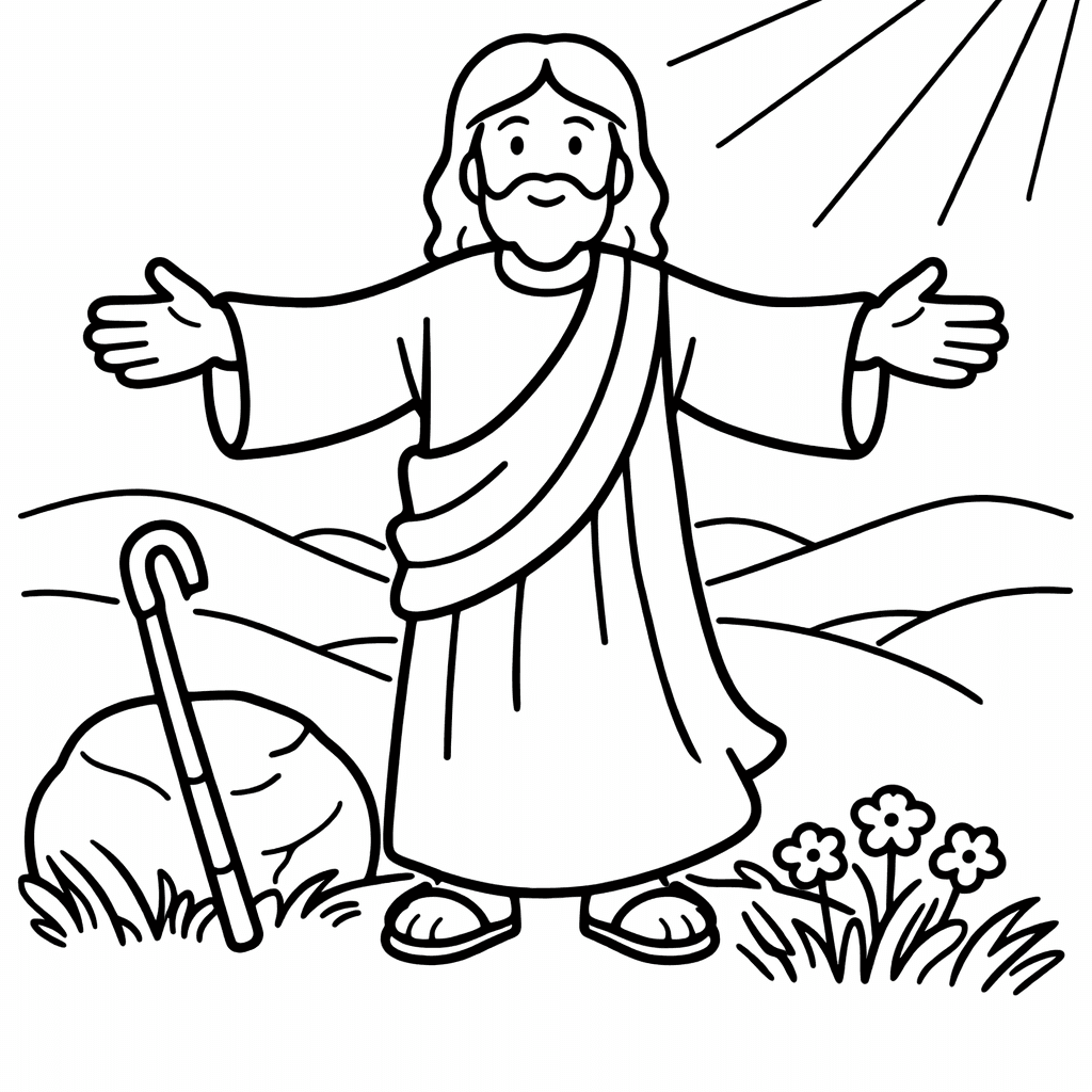 Free printable coloring page: Jesus And Lamb, for ages 3-6