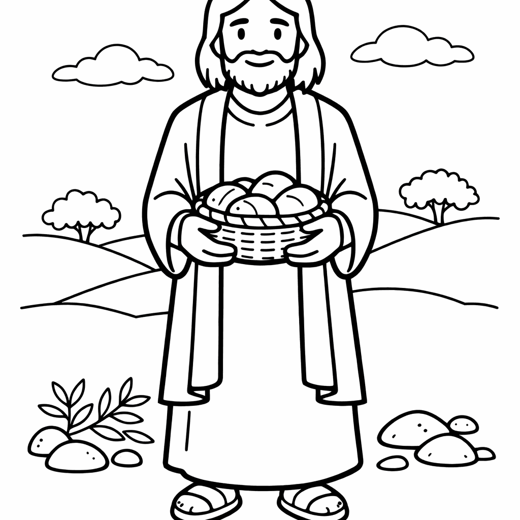 Free printable coloring page: Jesus And Dove, for ages 3-6