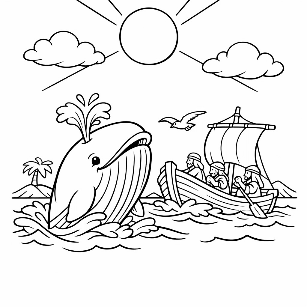 Free printable coloring page: Object Only: Two Or Three Jonah And The…, for ages 7-12