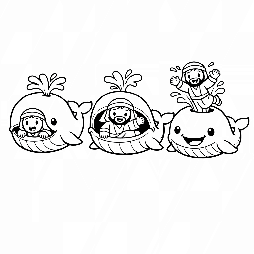 Free printable coloring page: Bible Story Whale, for ages 7-12
