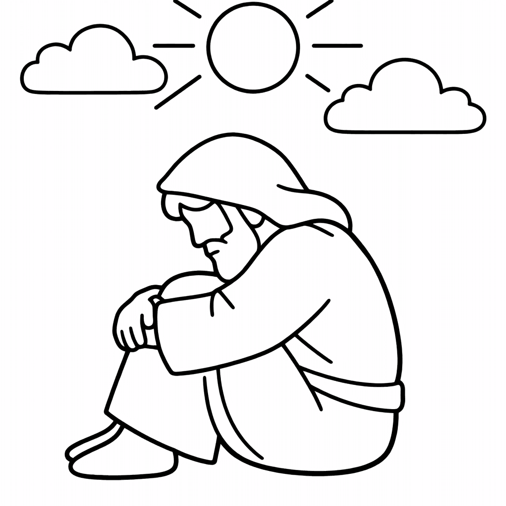 Free printable coloring page: Jonah And Whale, for ages 3-6
