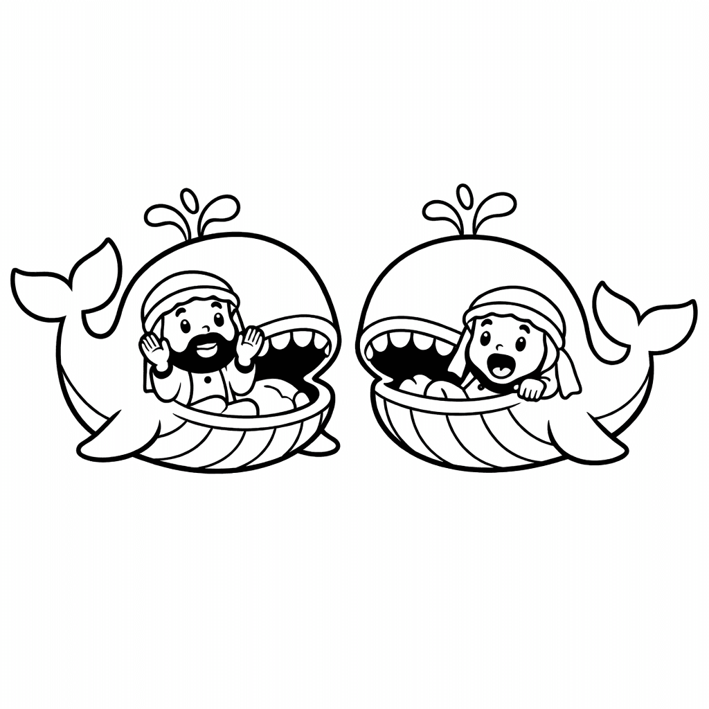 Free printable coloring page: Jonah Praying, for ages 3-6