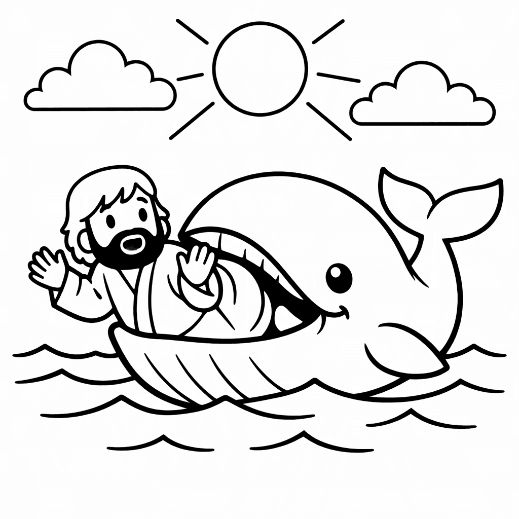 Free printable coloring page: Jonah Simple, for ages 3-6