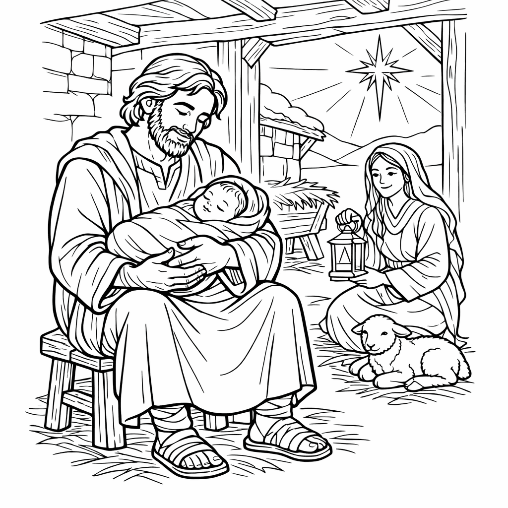 Free printable coloring page: Nativity Star, for ages 7-12