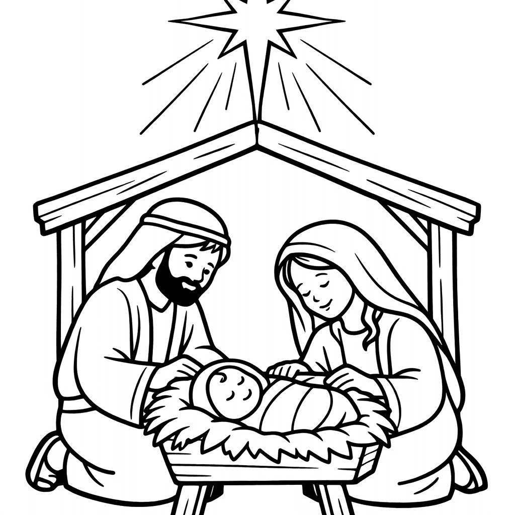 Free printable coloring page: Nativity Star, for ages 3-6