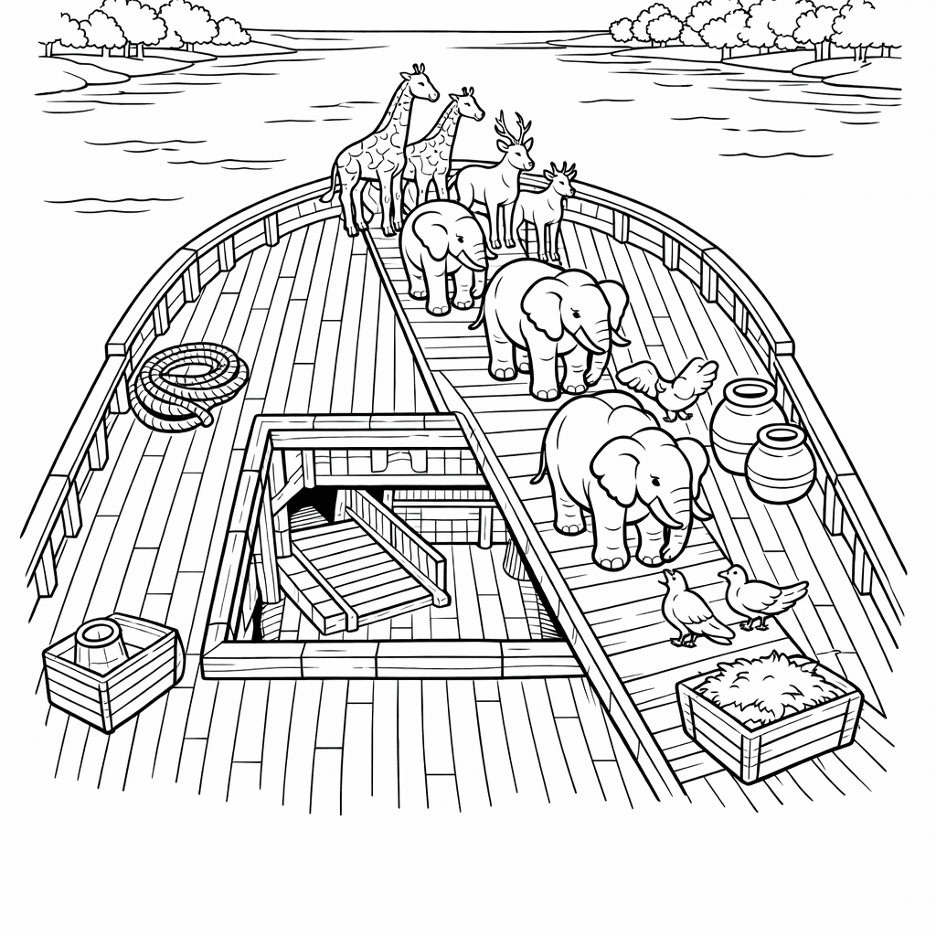 Free printable coloring page: Ark And Dove, for ages 7-12