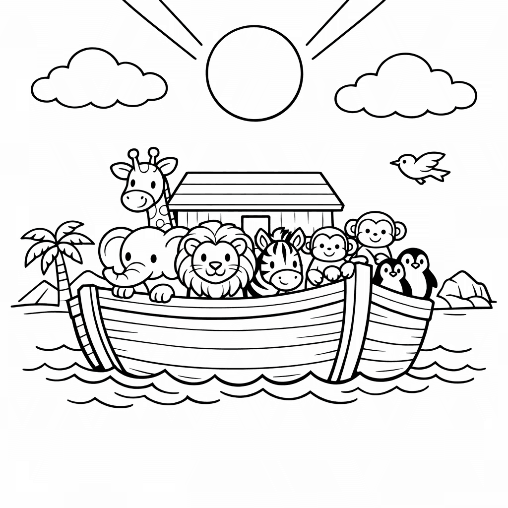 Free printable coloring page: Ark Outline, for ages 7-12