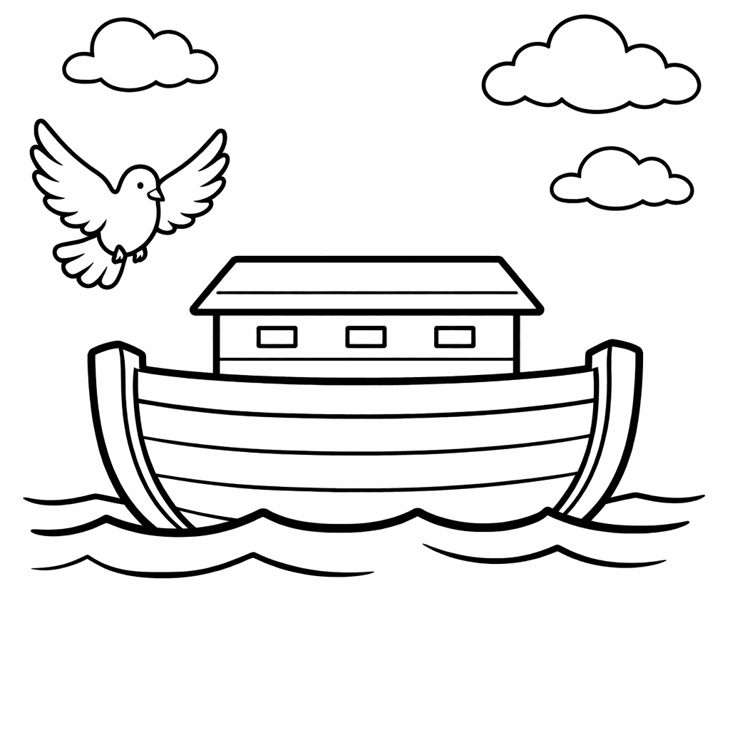 Free printable coloring page: Ark On Waves, for ages 3-6