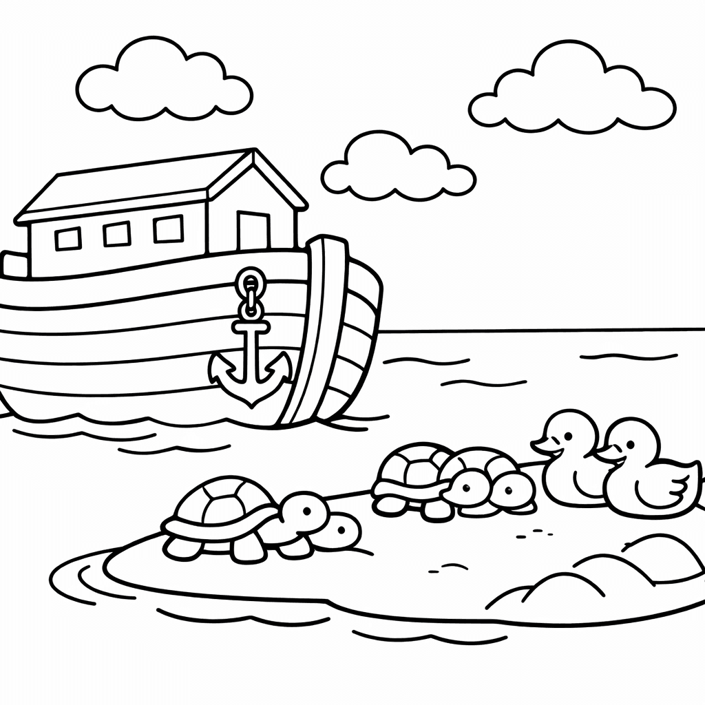 Free printable coloring page: Ark Outline, for ages 3-6