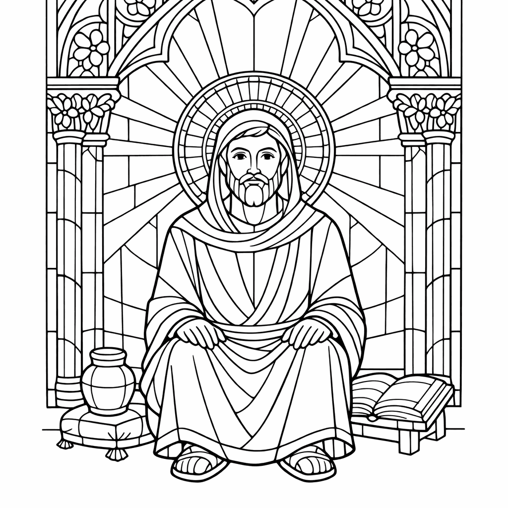 Free printable coloring page: Stained Glass Dove, for ages 7-12