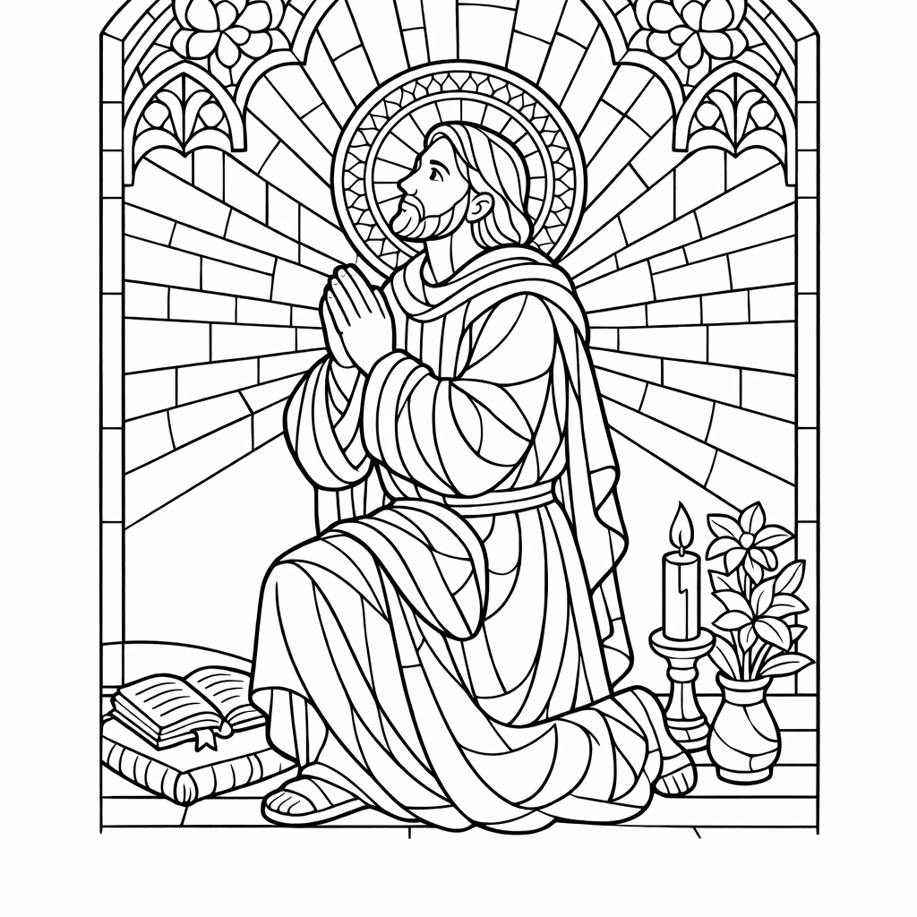 Free printable coloring page: Stained Glass Simple, for ages 7-12
