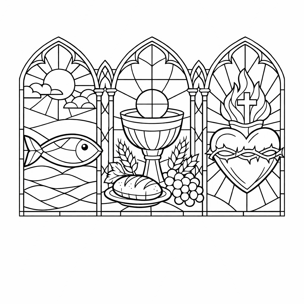Free printable coloring page: Stained Glass Flower, for ages 7-12