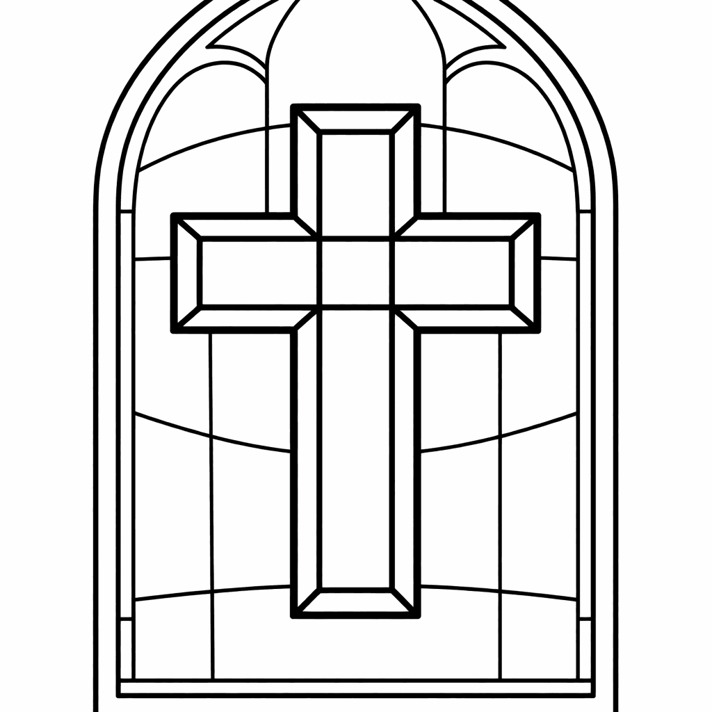 Free printable coloring page: Stained Glass Simple, for ages 3-6
