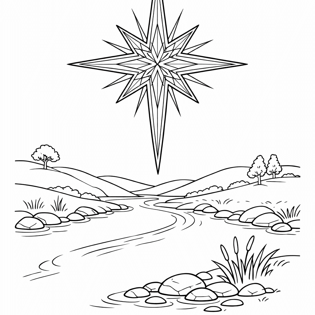 Free printable coloring page: Star Bright, for ages 7-12