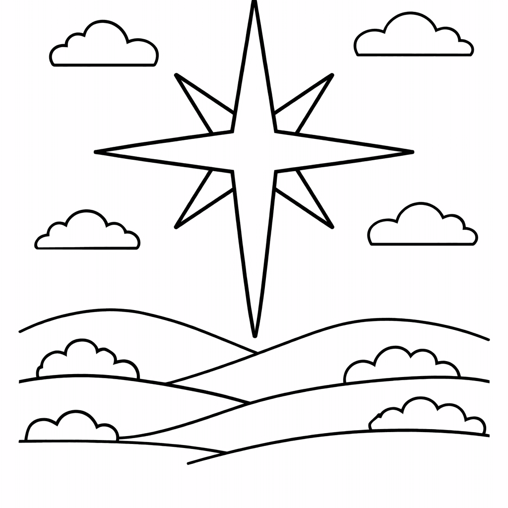 Free printable coloring page: Star Of Bethlehem, for ages 3-6