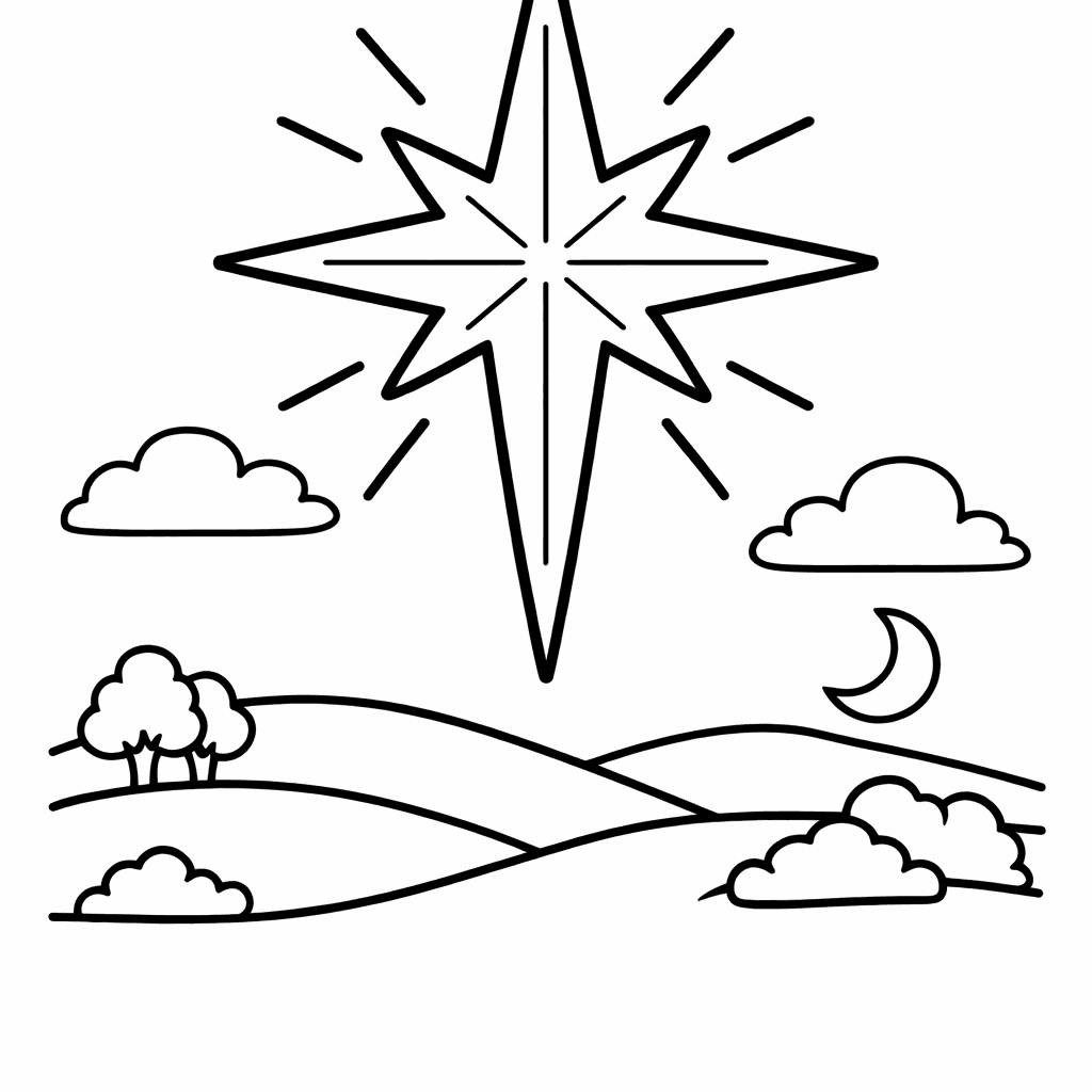 Free printable coloring page: Star Bright, for ages 3-6