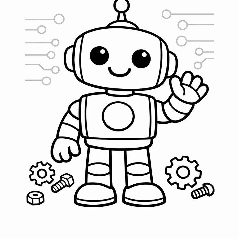 Free printable coloring page: Robot Standing, for ages 3-6