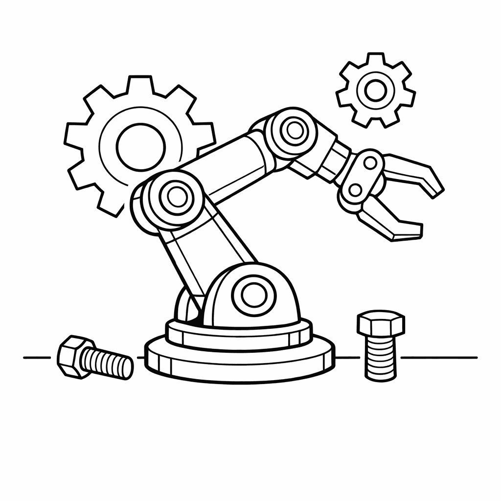 Free printable coloring page: Robot Arm Painting A Large Mural On A…, for ages 7-12