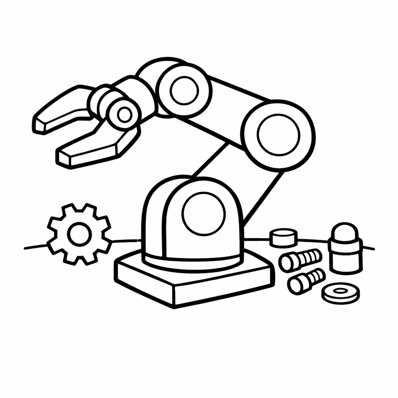 Free printable coloring page: Robot Arm Close-up, for ages 3-6