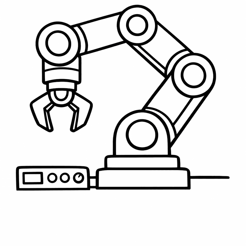 Free printable coloring page: Robot Arm Competing In A Friendly Race With…, for ages 3-6