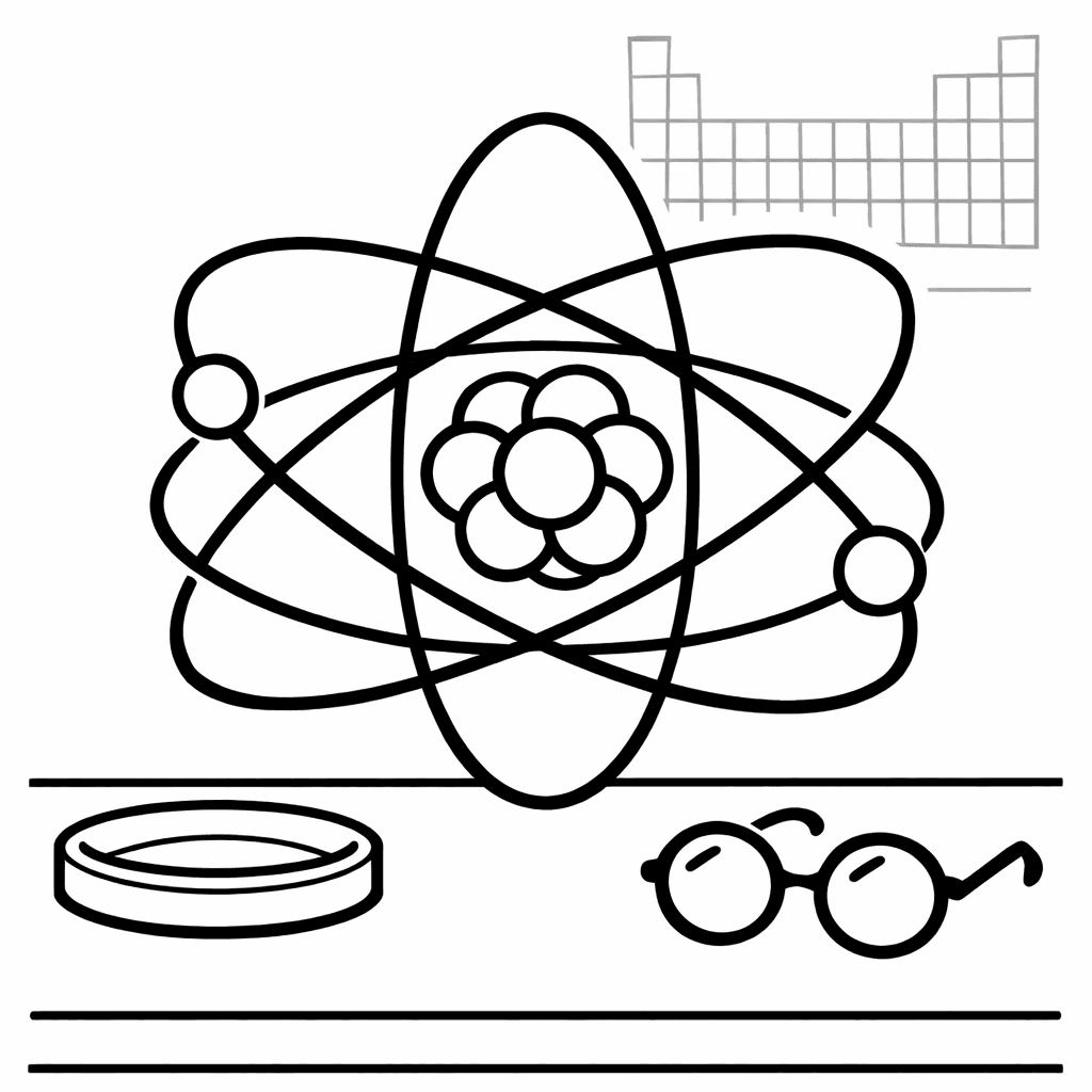 Free printable coloring page: Atom Simple, for ages 3-6