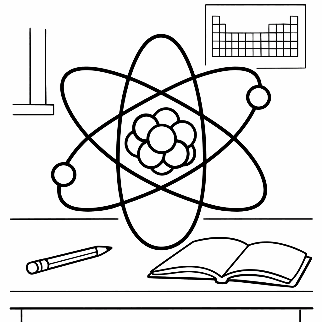 Free printable coloring page: Atom Simple, for ages 3-6