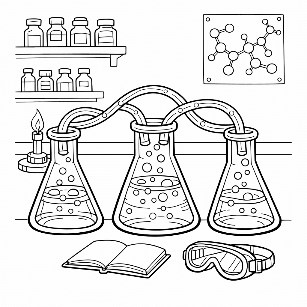 Free printable coloring page: Flask On Stand, for ages 7-12