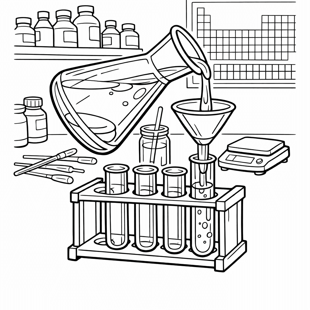 Free printable coloring page: Object Only: A Cute Lab Flask With Clean…, for ages 7-12