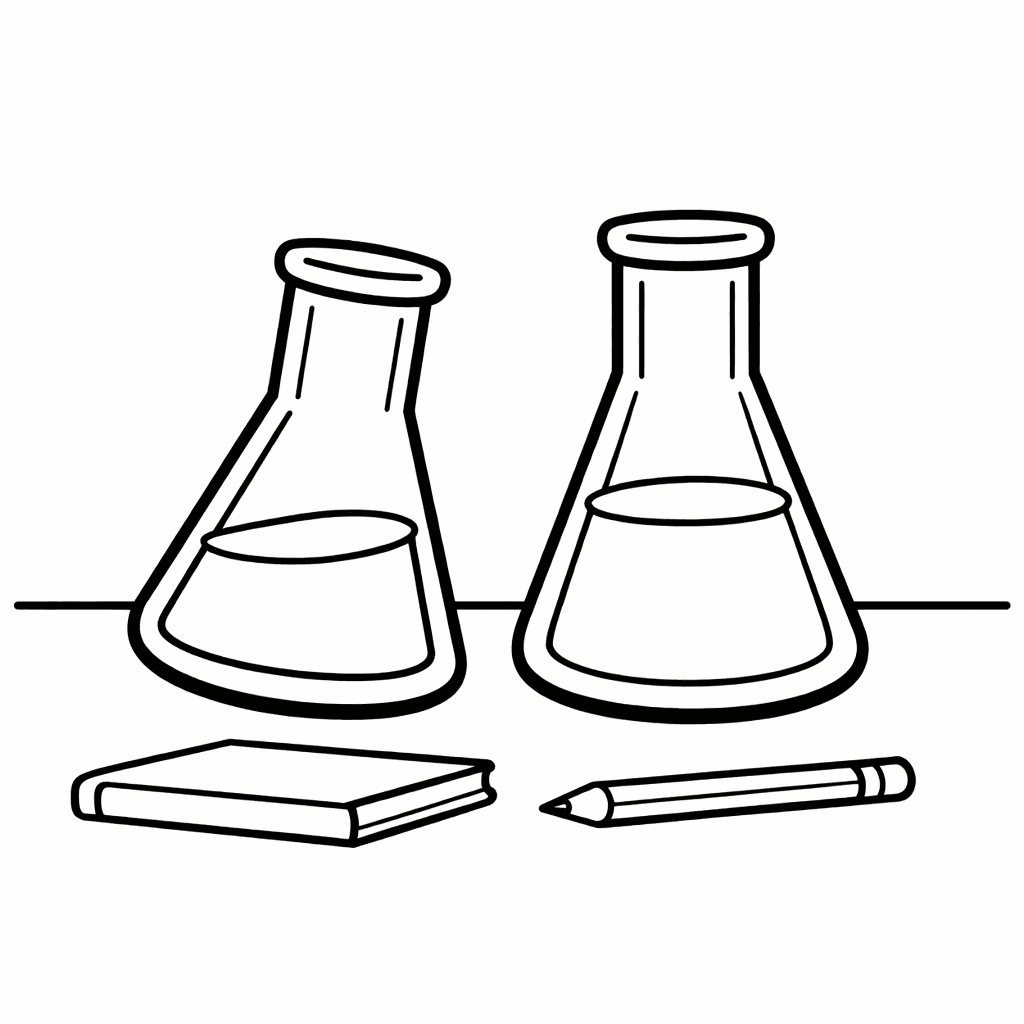 Free printable coloring page: Science Flask, for ages 3-6