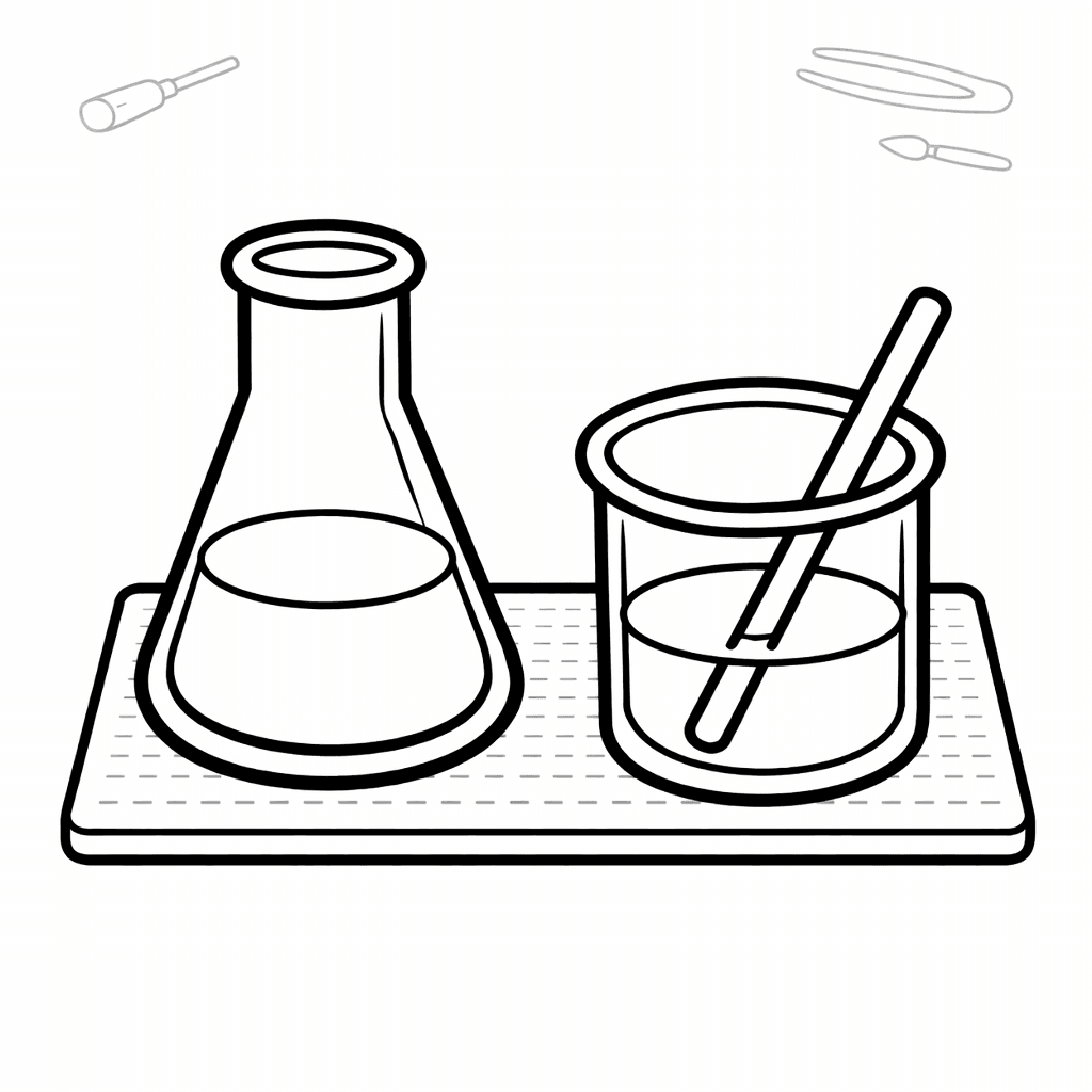 Free printable coloring page: Flask And Liquid, for ages 3-6