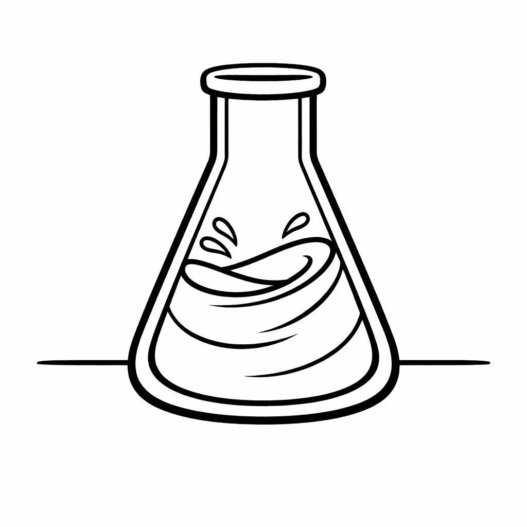Free printable coloring page: Object Only: Two Or Three Lab Flasks Side…, for ages 3-6