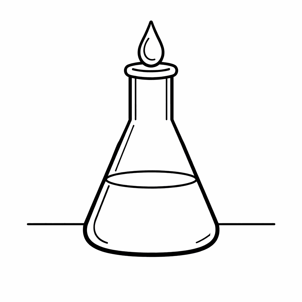 Free printable coloring page: Flask And Beaker, for ages 3-6
