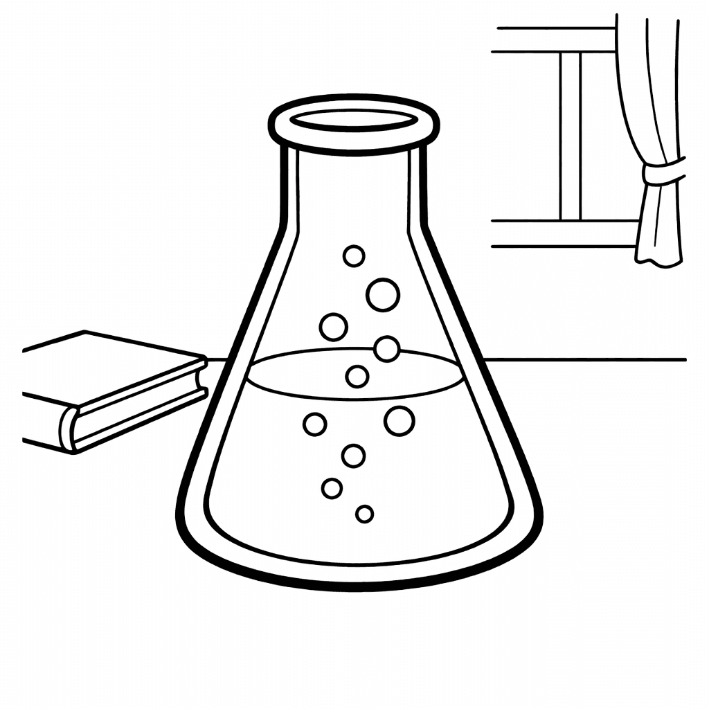 Free printable coloring page: Flask Simple, for ages 3-6