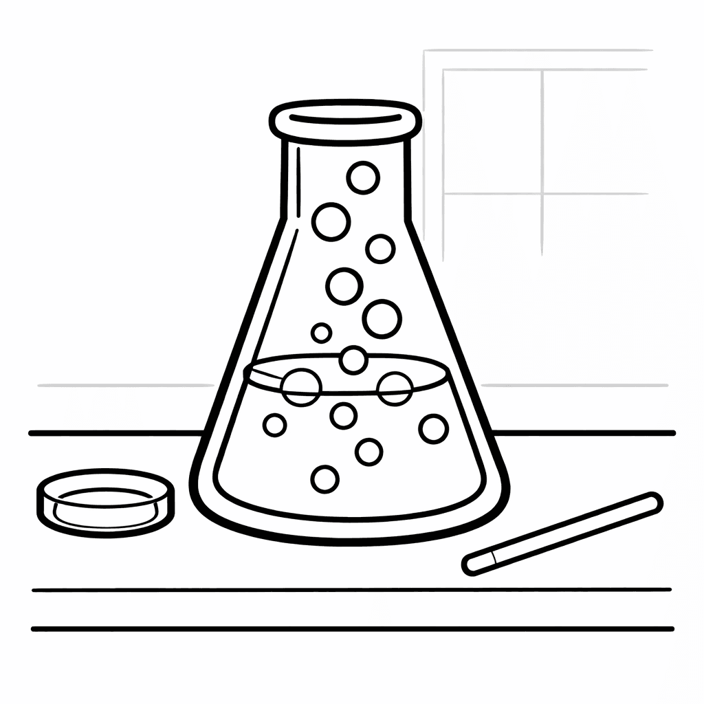 Free printable coloring page: Flask Simple, for ages 3-6