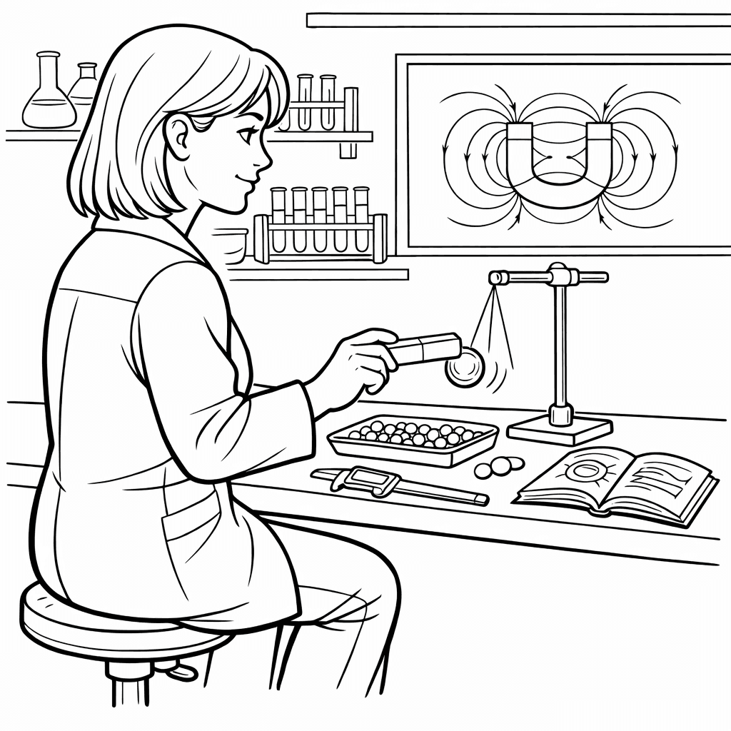 Free printable coloring page: Magnet And Paper Clips, for ages 7-12