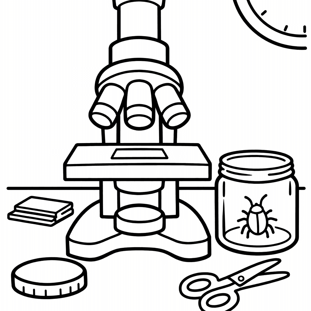 Free printable coloring page: Microscope Front View, for ages 3-6