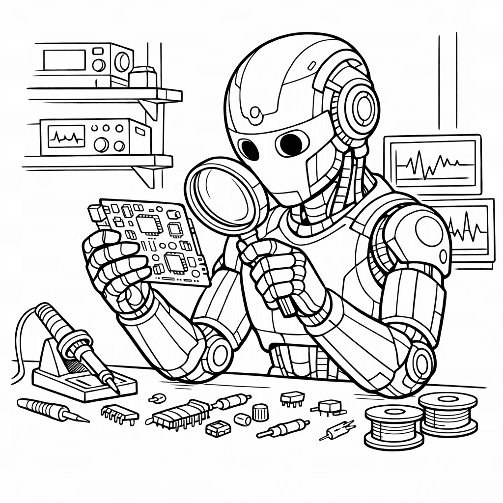 Free printable coloring page: Robot Waving, for ages 7-12