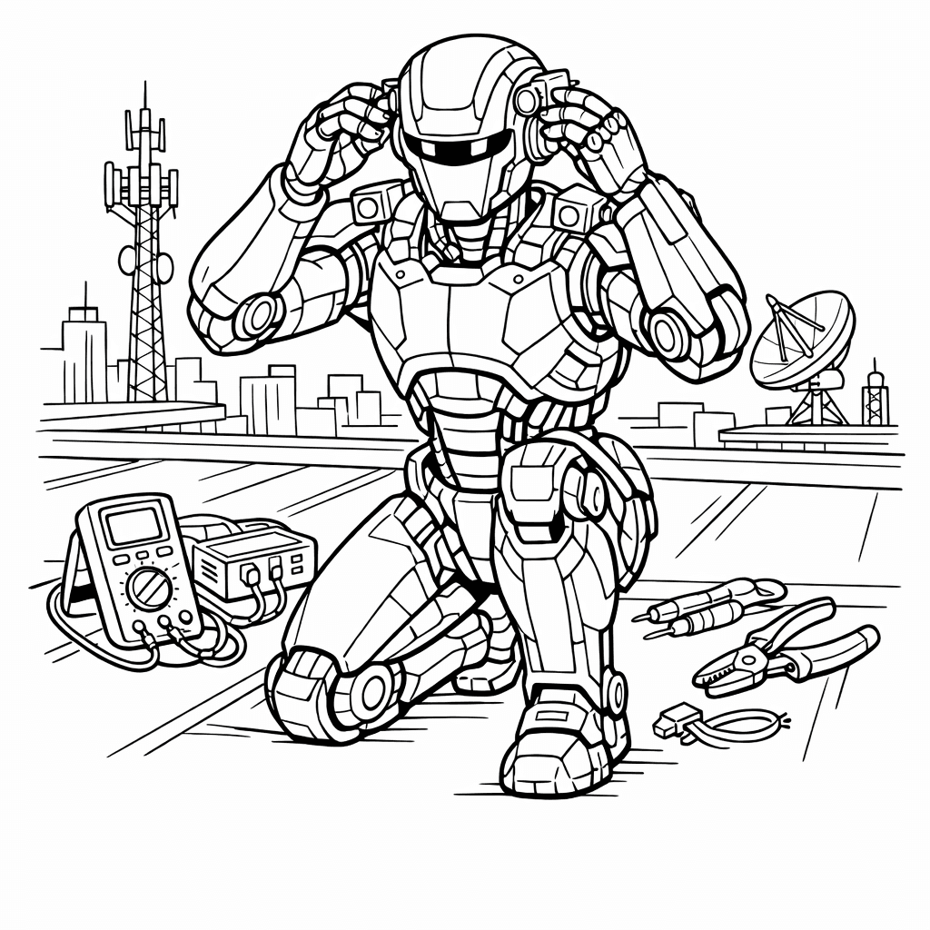 Free printable coloring page: Object Only: Two Or Three Robots Side By…, for ages 7-12