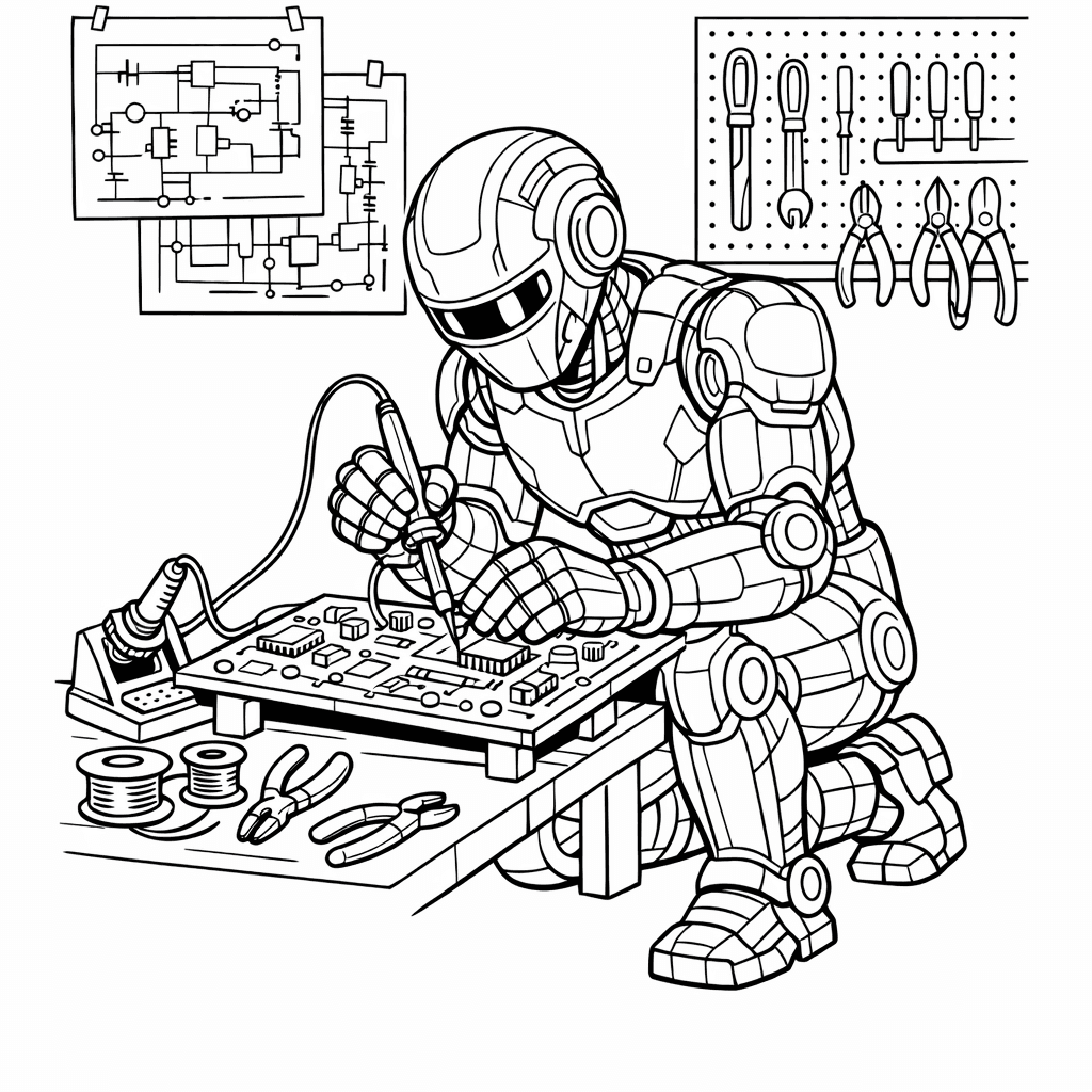 Free printable coloring page: Robot Waving, for ages 7-12