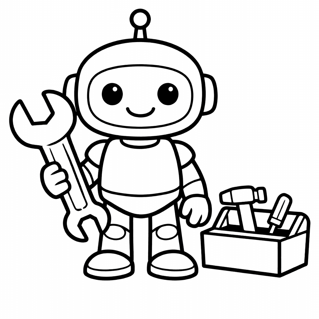 Free printable coloring page: Robot Simple, for ages 3-6