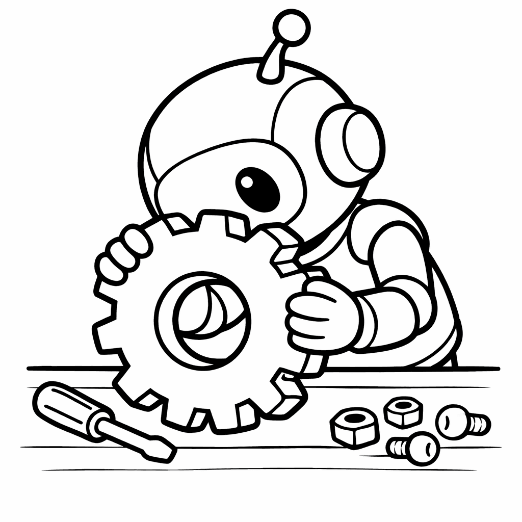 Free printable coloring page: Friendly Robot, for ages 3-6