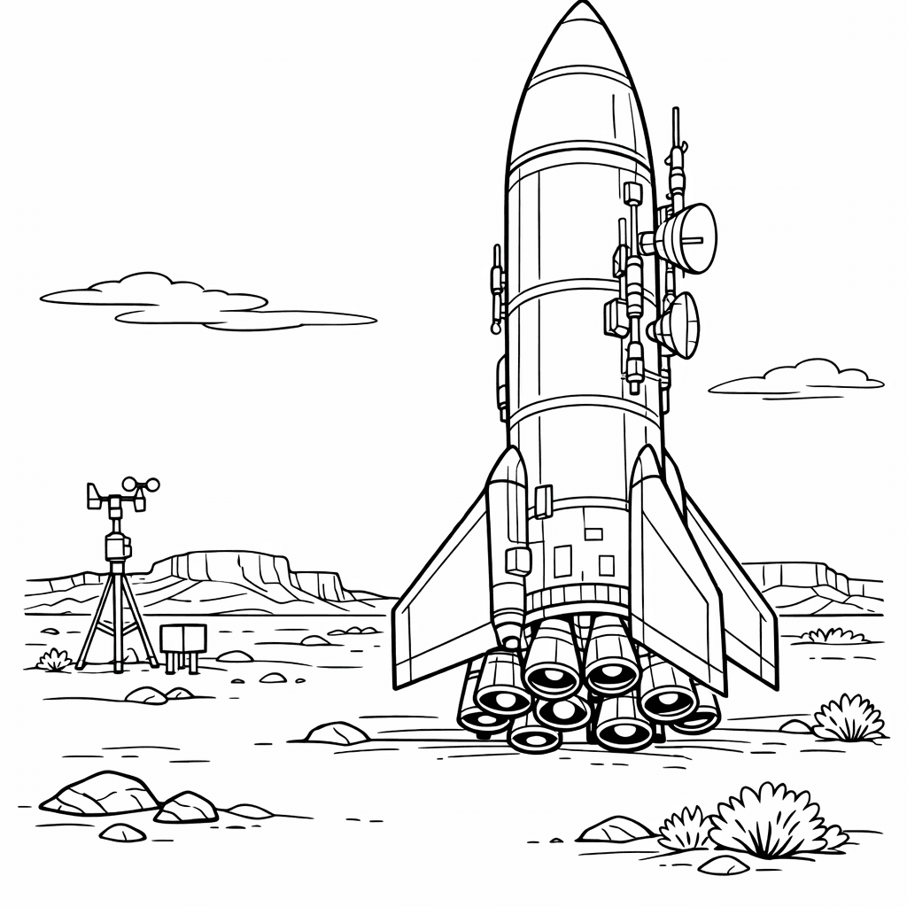 Free printable coloring page: Rocket Simple, for ages 7-12
