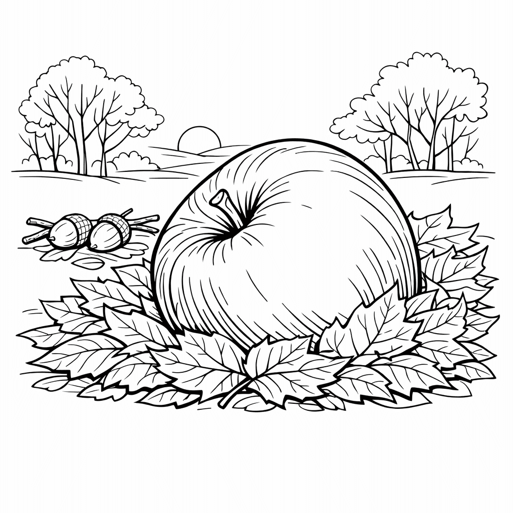 Free printable coloring page: Apple And Basket, for ages 7-12