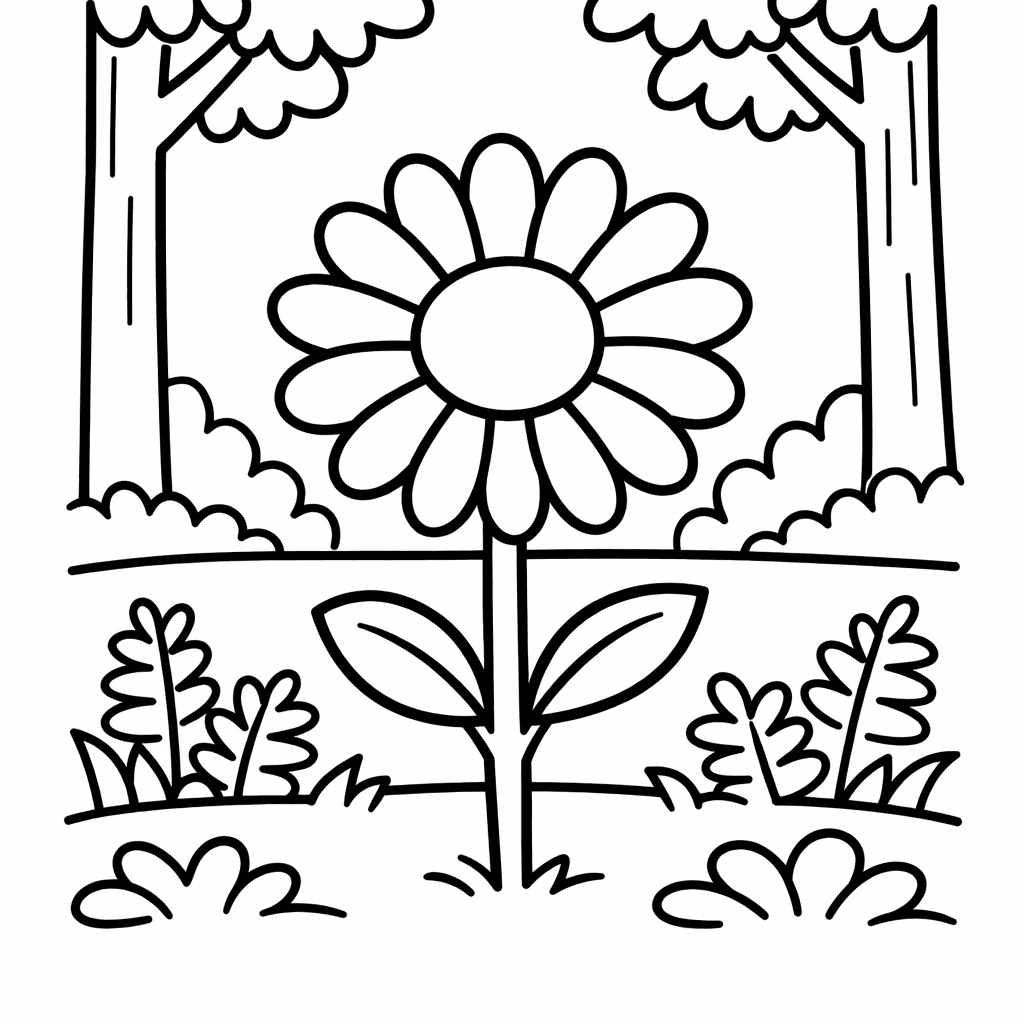 Free printable coloring page: Daisy Flower, for ages 3-6