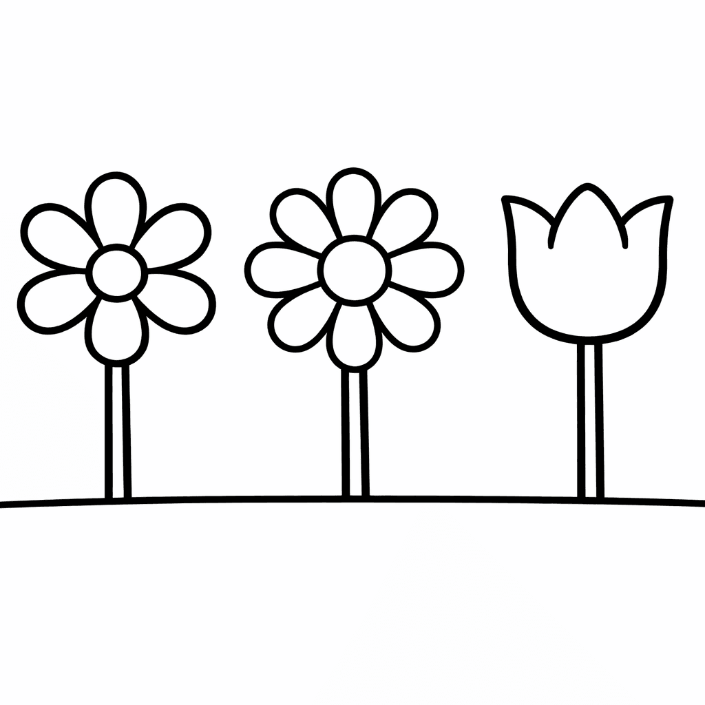 Flower Coloring Page — Flower And Butterfly