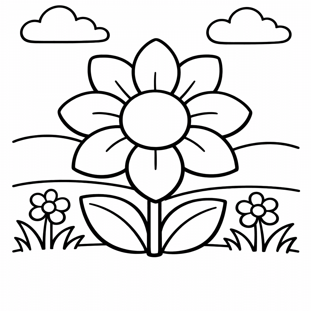 Flower Coloring Page — Object Only: A Cute Flower With Clean Outlines,…