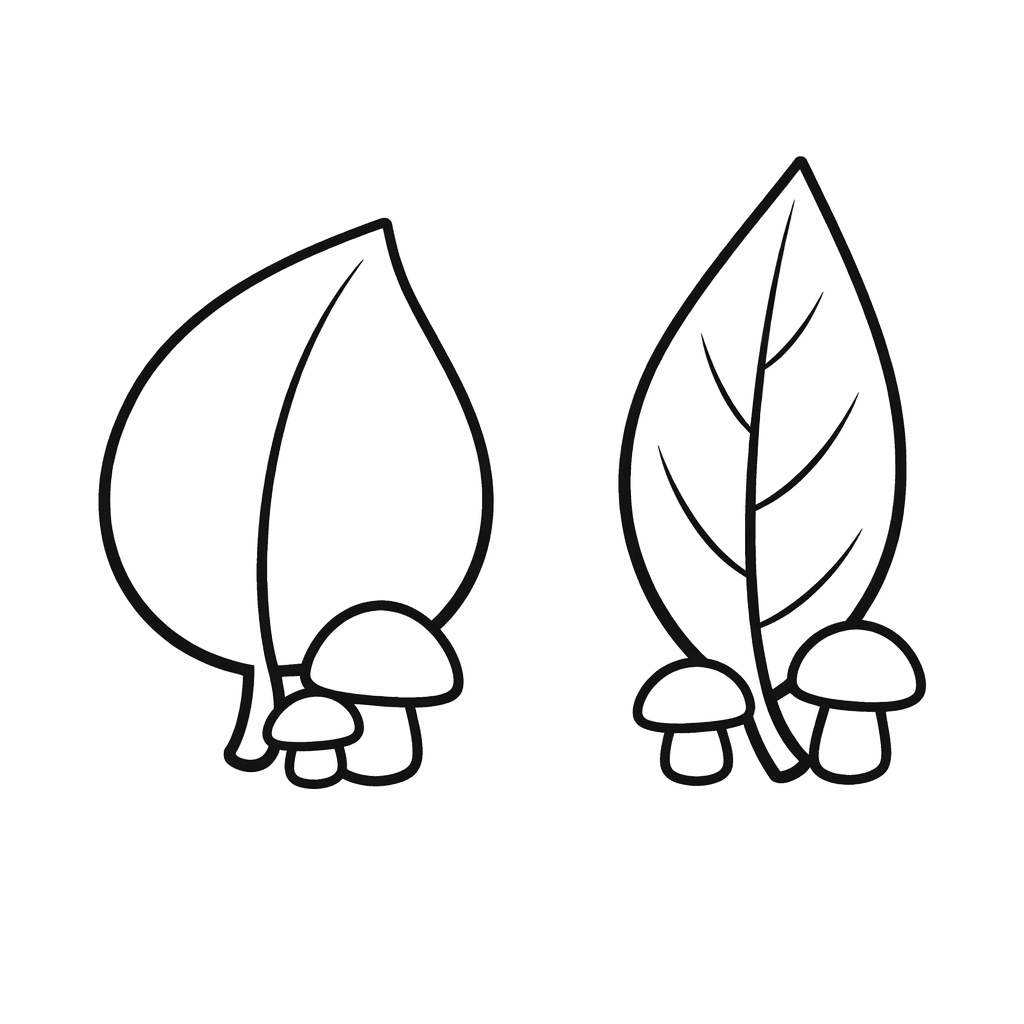 Free printable coloring page: Object Only: A Cute Leaf With Clean Outlines,…, for ages 3-6