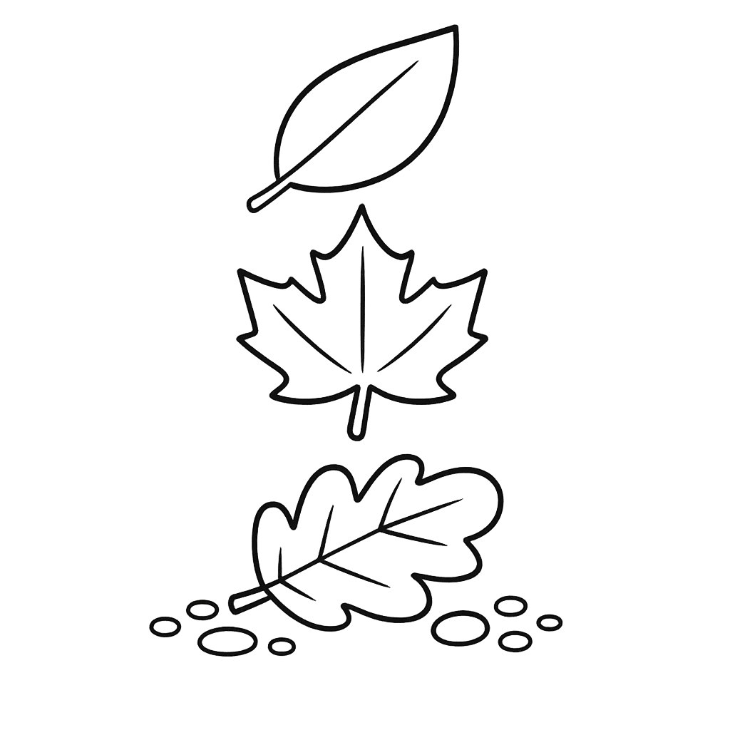 Free printable coloring page: Object Only: Two Or Three Leafs Side By…, for ages 3-6