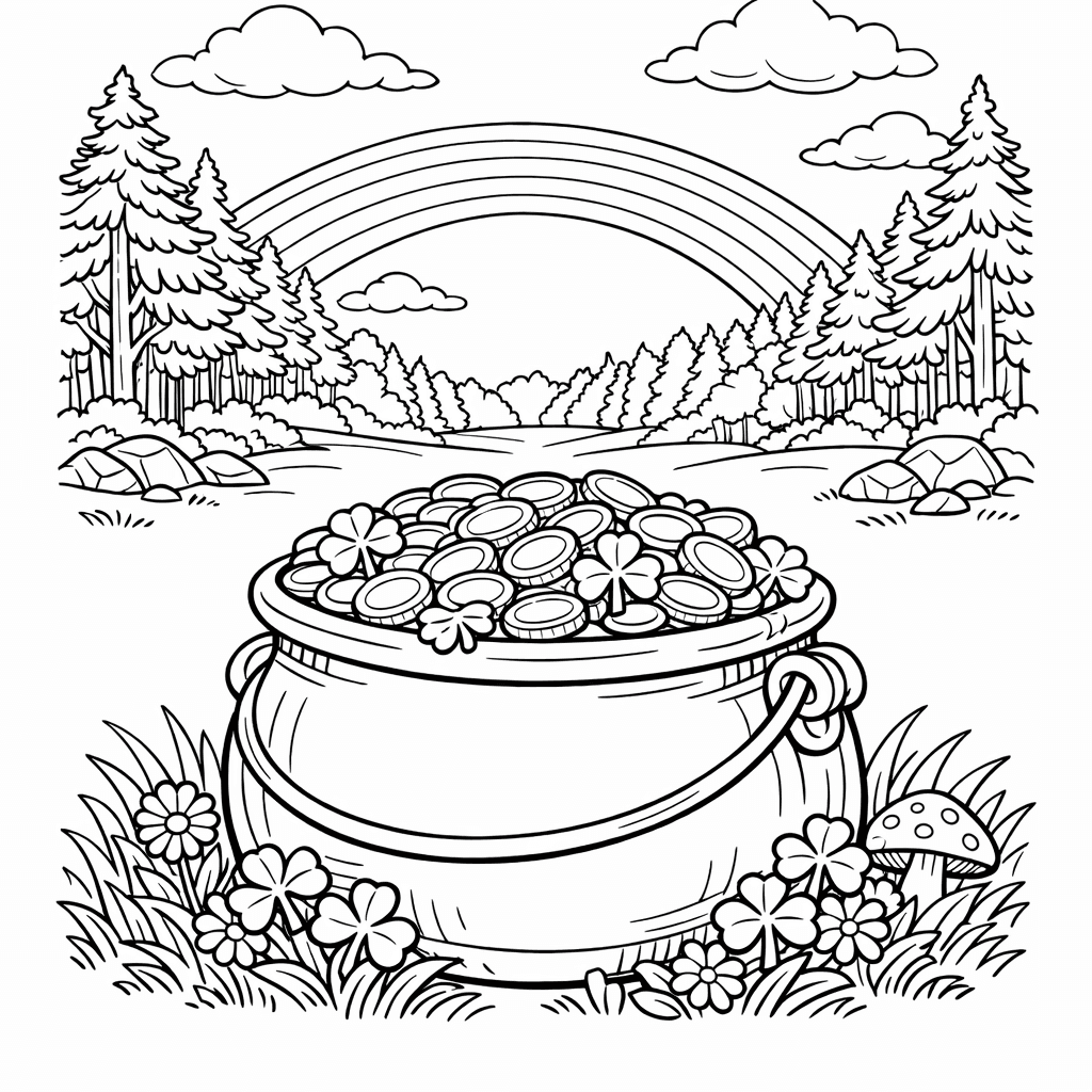 Free printable coloring page: Rainbow Arch, for ages 7-12