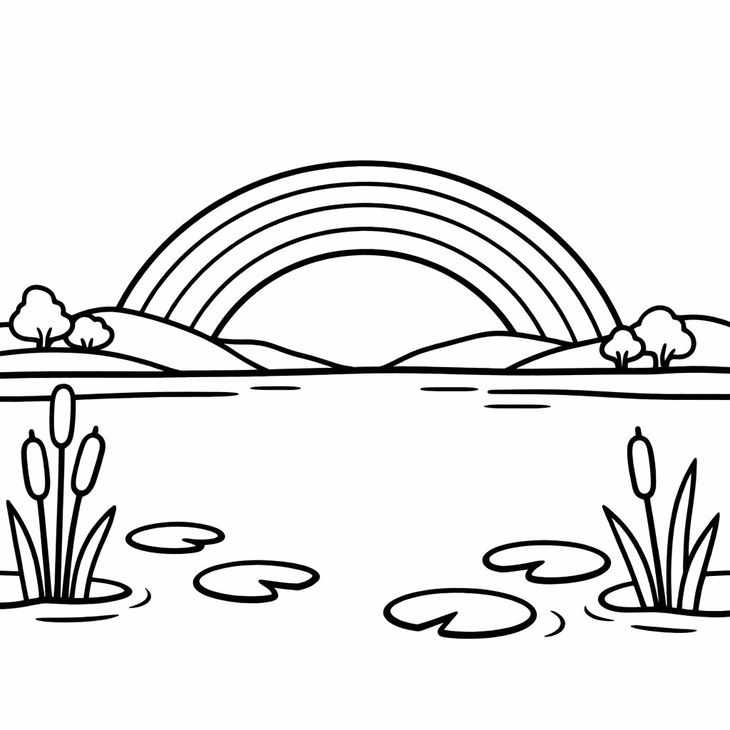 Free printable coloring page: Rainbow And Sun, for ages 3-6